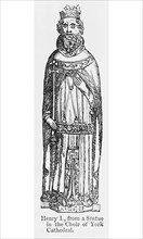 Henry I., from a Statue in the Choir of York Cathedral, Illustration from John Cassell's Illustrated History of England, Vol. I from the earliest period to the reign of Edward the Fourth, Cassell, Pet...