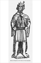 Statue of Stephen in the Choir of York Cathedral, Illustration from John Cassell's Illustrated History of England, Vol. I from the earliest period to the reign of Edward the Fourth, Cassell, Petter an...