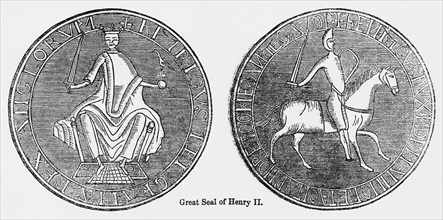 Great Seal of Henry II, Illustration from John Cassell's Illustrated History of England, Vol. I from the earliest period to the reign of Edward the Fourth, Cassell, Petter and Galpin, 1857