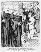 Penance of Henry before the Shrine of Thomas à Becket, From an ancient painting on glass, engraved in Carter’s Specimens of Ancient Sculpture and Painting, Illustration from John Cassell's Illustrated...