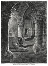 Richard Coeur de Lion before the shrine of St. Januarius, Illustration from John Cassell's Illustrated History of England, Vol. I from the earliest period to the reign of Edward the Fourth, Cassell, P...