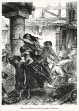 Massacre of the Jews at the Coronation of Richard I, Illustration from John Cassell's Illustrated History of England, Vol. I from the earliest period to the reign of Edward the Fourth, Cassell, Petter...
