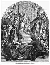 The Barons enforcing their rights from Henry III, Illustration from John Cassell's Illustrated History of England, Vol. I from the earliest period to the reign of Edward the Fourth, Cassell, Petter an...