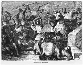 The Battle of Taillebourg, Illustration from John Cassell's Illustrated History of England, Vol. I from the earliest period to the reign of Edward the Fourth, Cassell, Petter and Galpin, 1857