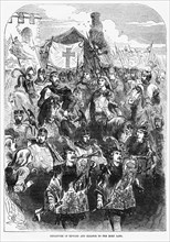Departure of Edward and Eleanor to the Holy Land, Illustration from John Cassell's Illustrated History of England, Vol. I from the earliest period to the reign of Edward the Fourth, Cassell, Petter an...