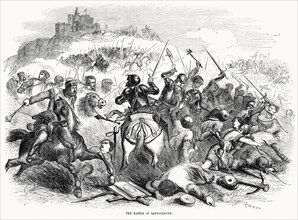 The Battle of Bannockburn, a Scottish victory by King of Scots Robert the Bruce against the army of King Edward II of England during the First War of Scottish Independence, 1314 Illustration from John...
