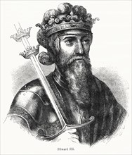 Edward III, King of England 1327-77, Illustration from John Cassell's Illustrated History of England, Vol. I from the earliest period to the reign of Edward the Fourth, Cassell, Petter and Galpin, 185...