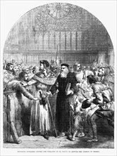 Wycliffe Appearing Before the Prelates at St. Paul’s to Answer the Charge of Heresy, Illustration from John Cassell's Illustrated History of England, Vol. I from the earliest period to the reign of Ed...