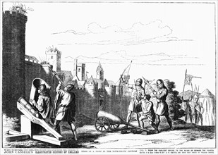 Siege of a Town in the Fourteenth Century, Illustration from John Cassell's Illustrated History of England, Vol. I from the earliest period to the reign of Edward the Fourth, Cassell, Petter and Galpi...