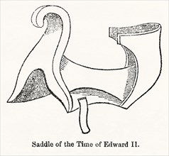 Saddle of the Time of Edward II, Illustration from John Cassell's Illustrated History of England, Vol. I from the earliest period to the reign of Edward the Fourth, Cassell, Petter and Galpin, 1857