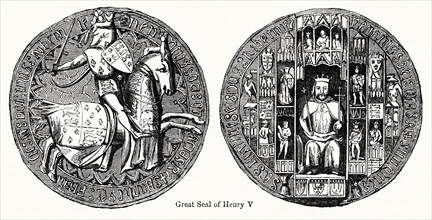 Great Seal of Henry V, Illustration from John Cassell's Illustrated History of England, Vol. I from the earliest period to the reign of Edward the Fourth, Cassell, Petter and Galpin, 1857