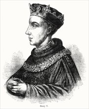 Henry V, King of England 1413-22, Illustration from John Cassell's Illustrated History of England, Vol. I from the earliest period to the reign of Edward the Fourth, Cassell, Petter and Galpin, 1857