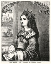 Queen Margaret, From a Tapestry in St. Mary’s Hall, Coventry, Illustration from John Cassell's Illustrated History of England, Vol. I from the earliest period to the reign of Edward the Fourth, Cassel...