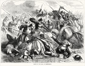 Death of the Earl of Shrewsbury, Illustration from John Cassell's Illustrated History of England, Vol. I from the earliest period to the reign of Edward the Fourth, Cassell, Petter and Galpin, 1857