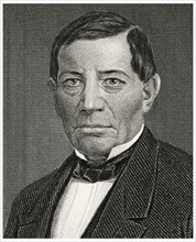 Benito Juarez (1806-72), President of Mexico 1858-72, Head and Shoulders Portrait, Steel Engraving, Portrait Gallery of Eminent Men and Women of Europe and America by Evert A. Duyckinck, Published by ...