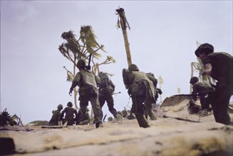 U.S. Marines Storming Beach during Battle of Tarawa, Tarawa Atoll, Gilbert Islands, November 1943