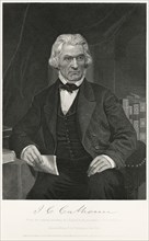 John C. Calhoun (1782-1850), American Statesman, 7th Vice President of the United States 1825-32 and U.S. Senator from South Carolina 1845-50, Seated Portrait, Steel Engraving, Portrait Gallery of Emi...