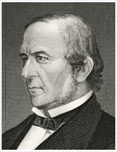 William Ewert Gladstone (1809-98), British Politician and Prime Minister spread over four terms beginning in 1868 and ending in 1894, Head and Shoulders Portrait, Steel Engraving, Portrait Gallery of ...