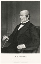 William Ewert Gladstone (1809-98), British Politician and Prime Minister spread over four terms beginning in 1868 and ending in 1894, Seated Portrait, Steel Engraving, Portrait Gallery of Eminent Men ...
