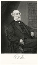 Robert E. Lee (1807-70) American and Confederate Soldier, Commanding General of the Confederate Forces during the American Civil War, Seated Portrait, Steel Engraving, Portrait Gallery of Eminent Men ...