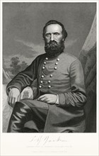 Thomas Jonathan "Stonewall" Jackson (1824-63), Confederate General during American Civil War, Seated Portrait, Steel Engraving, Portrait Gallery of Eminent Men and Women of Europe and America by Evert...