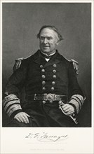 David G. Farragut (1801-70), American Admiral, U.S. Navy, Seated Portrait, Steel Engraving, Portrait Gallery of Eminent Men and Women of Europe and America by Evert A. Duyckinck, Published by Henry J....