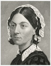 Florence Nightingale (1820-1910), English Nurse, Founder of Modern Nursing, Head and Shoulders Portrait, Steel Engraving, Portrait Gallery of Eminent Men and Women of Europe and America by Evert A. Du...