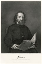 Alfred, Lord Tennyson (1809-92), English Poet,  Seated Portrait, Steel Engraving, Portrait Gallery of Eminent Men and Women of Europe and America by Evert A. Duyckinck, Published by Henry J. Johnson, ...