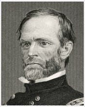 William Tecumseh Sherman (1820-91), Union General During American Civil War, Head and Shoulders Portrait, Steel Engraving, Portrait Gallery of Eminent Men and Women of Europe and America by Evert A. D...