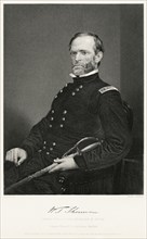 William Tecumseh Sherman (1820-1891), Union General During American Civil War, Seated Portrait, Steel Engraving, Portrait Gallery of Eminent Men and Women of Europe and America by Evert A. Duyckinck, ...
