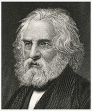 Henry Wadsworth Longfellow (1807-82), American Poet and Educator, Head and Shoulders Portrait, Steel Engraving, Portrait Gallery of Eminent Men and Women of Europe and America by Evert A. Duyckinck, P...