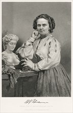 Harriet Hosmer (1830-1908), American Neoclassical Sculptor, Three-Quarter Length Portrait, Steel Engraving, Portrait Gallery of Eminent Men and Women of Europe and America by Evert A. Duyckinck, Publi...