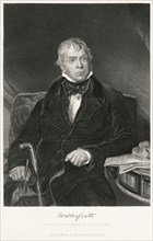 Sir Walter Scott (1771-1832), 1st Baronet, Scottish Novelist, Poet, Historian and Biographer, Seated Portrait, Steel Engraving, Portrait Gallery of Eminent Men and Women of Europe and America by Evert...