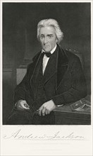 Andrew Jackson (1767-1845), Seventh President of the United States, Seated Portrait, Steel Engraving, Portrait Gallery of Eminent Men and Women of Europe and America by Evert A. Duyckinck, Published b...