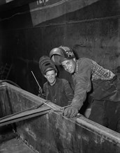 Two Rod Welders Helping to Build Liberty Ship Frederick Douglass, Bethlehem-Fairfield Shipyards, Baltimore, Maryland, USA, Roger Smith, U.S. Office of War Information, May 1943