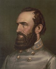Thomas Jonathan "Stonewall" Jackson (1824-63), Confederate General during American Civil War, Head and Shoulders Portrait, Lithograph, Strobridge & Co., 1877