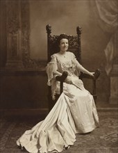 Edith Roosevelt (1861-1948), First Lady of the United States 1901-1909 as Wife of U.S. President Theodore Roosevelt, Full-Length Seated Portrait Holding Fan, Photograph by George Prince, 1903