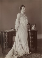 Edith Roosevelt (1861-1948), First Lady of the United States 1901-1909 as Wife of U.S. President Theodore Roosevelt, Full-Length Portrait Standing near Desk, 1903