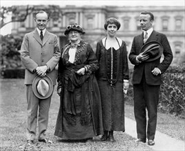 U.S. President Calvin Coolidge (left), Mary Harris Jones "Mother" Jones, Grace Coolidge and Theodore Roosevelt, Jr., Full-Length Portrait, Washington, D.C., USA, 1924