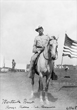 Colonel Theodore Roosevelt on Horseback, Rough Rider, Montauk Point, Long Island, New York, USA, Photograph by Frances Benjamin Johnston, 1898