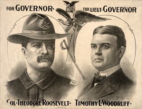 New York State Gubernatorial Candidate Theodore Roosevelt with Candidate for Lieutenant Governor Timothy L. Woodruff, Campaign Poster, 1898