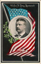 U.S. President Theodore Roosevelt, Head and Shoulders Portrait, Hand-Colored Postcard, 1907