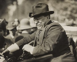 Theodore Roosevelt (1858-1919), 26th President of the United States 1901-09, Smiling Portrait in Automobile, American Press Association, October 25, 1910