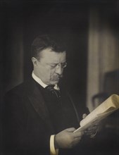 Theodore Roosevelt (1858-1919), 26th President of the United States 1901-09, Half-Length Portrait Reading, Photograph by James Martin Miller, 1904
