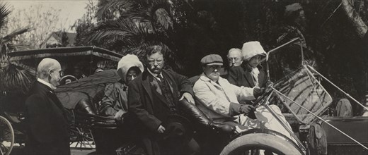 Theodore Roosevelt and others Disembarking from an Open Automobile, 1911