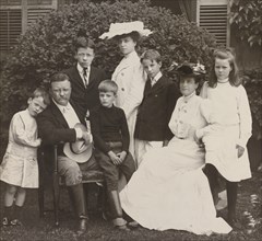 U.S. President Theodore Roosevelt and Wife Edith Surrounded by their Children, Full-length Portrait, Photograph by Pach Bros., 1903