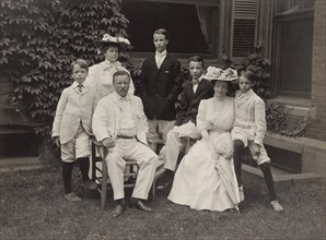 U.S. President Theodore Roosevelt and Wife Edith Surrounded by their Children, Full-length Portrait, Photograph by Pach Bros., 1907