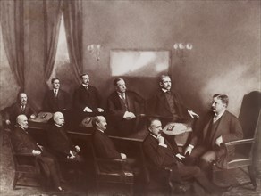 U.S. President Theodore Roosevelt with his Cabinet Members in Cabinet, Washington, D.C., USA, Photograph by George Prince, May 11, 1907