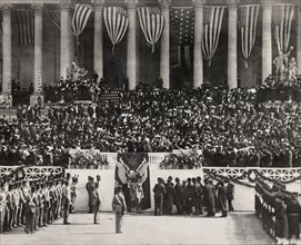 Theodore Roosevelt being sworn in as President of the United States by Chief Justice Melville Fuller, Washington, D.C., USA, March 4, 1905