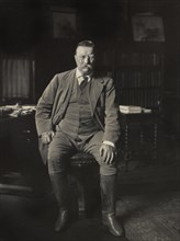 Theodore Roosevelt (1858-1919), 26th President of the United States 1901-09, Seated Portrait in his Library, Oyster Bay, New York, USA, Photograph by William H. Rau, 1912
